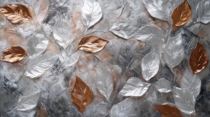 Abstract art with metallic leaves