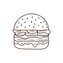 Line Art Of  a National Burger Day