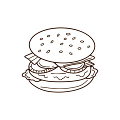 Line Art Of  a National Burger Day