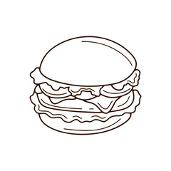 Line Art Of  a National Burger Day