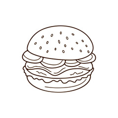 Line Art Of  a National Burger Day