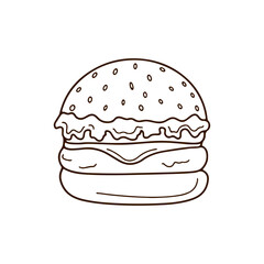 Line Art Of  a National Burger Day