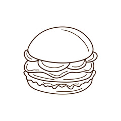 Line Art Of  a National Burger Day
