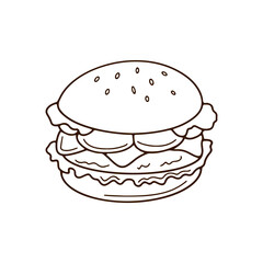 Line Art Of  a National Burger Day