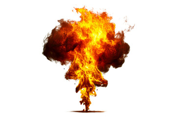 Colorful explosion with smoke and fire on transparent background