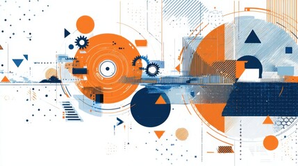 Modern abstract background with geometric shapes and cogwheel, perfect for technology, engineering, and digital solutions themes