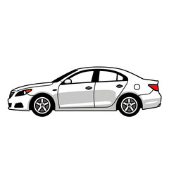 Obraz premium White-Car-Cartoon-Illustration-Vehicle-Automobile