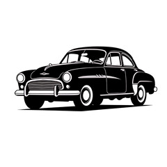 Obraz premium Vintage-Car-Classic-Automobile-Black-White-Illustration