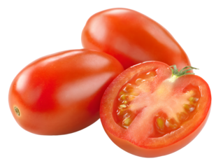 Fresh Roma Tomatoes Whole and Halved