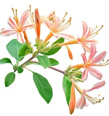 Beautiful Honeysuckle isolated on white background, detailed photo, png generative ai