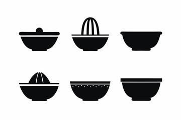 set of Bowl vector silhouette illustration isolated on white background