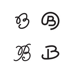 Set of Initial b letter logo design vector template.