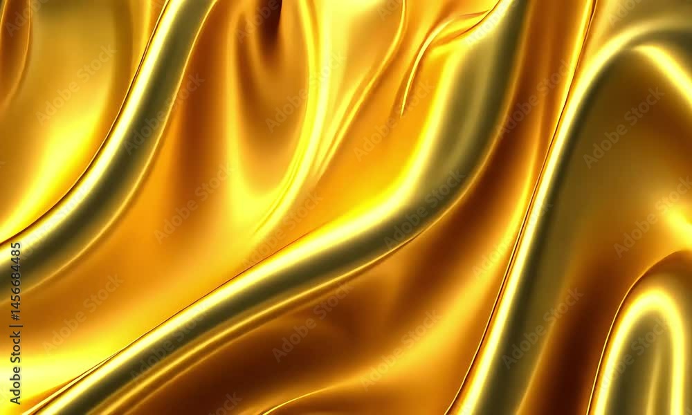 Poster golden fabric background with flowing texture and elegant design