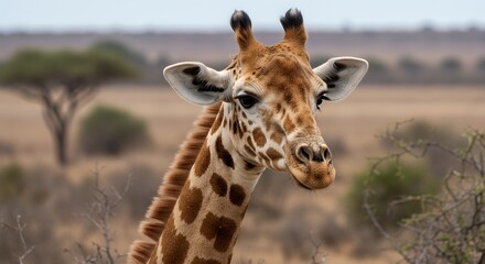 Obraz premium Giraffe Portrait in African Savanna