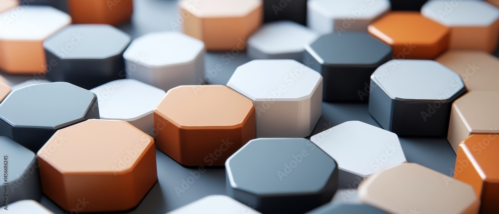 Poster geometric hexagon pattern in neutral colors for modern design and technology backgrounds and present