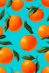Pattern of oranges on light blue background,digital art,wallpaper or website graphics