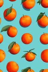 Pattern of oranges on light blue background,digital art,wallpaper or website graphics