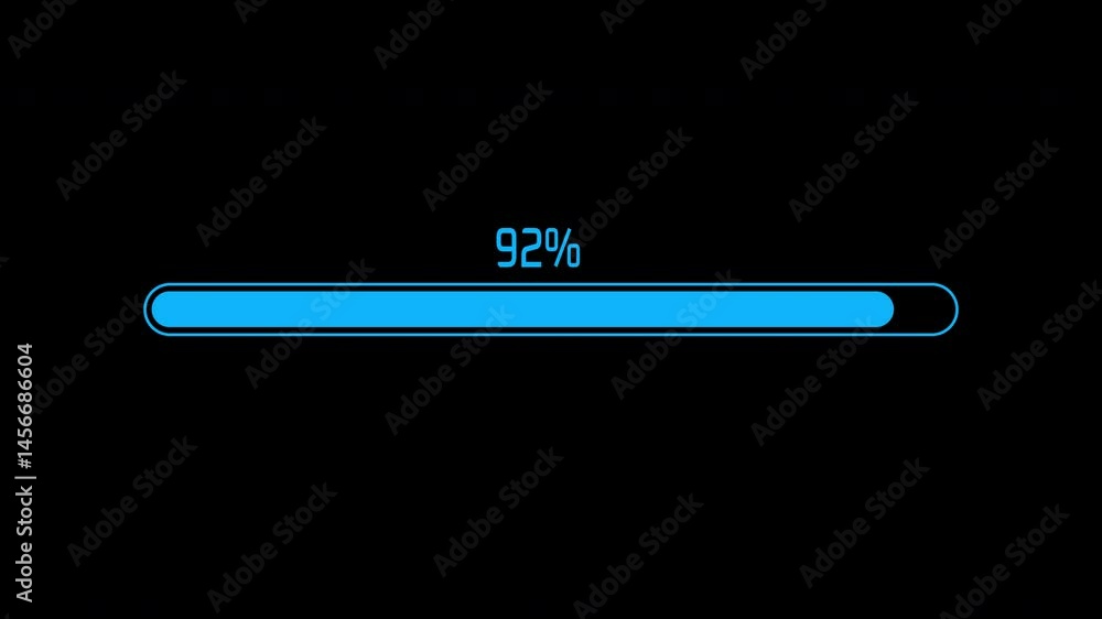Poster progress bar flat blue animation – loading percentage from 0 to 100