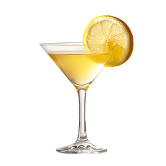 Lemonade in Martini Glass with Lemon Slices Isolated on Transparent Background