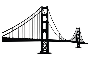 golden gate bridge silhouette vector, bridge icon, bridge black symbol