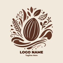 Cocoa Icon Vector Flat Minimal Design Chocolate Bean Illustration for Organic Food Logo Packaging Agriculture Badge Natural Product Branding Graphic