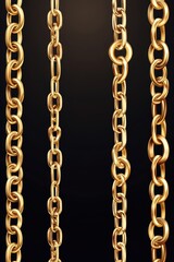Four Gold Chains Hanging Vertically Against Dark Background Luxury and Wealth Concept Jewelry Fashion Style