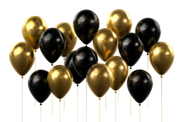 Colorful black and gold balloons for celebration decoration