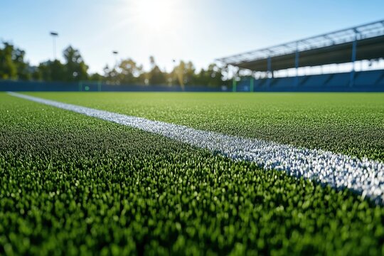 Artificial turf field with white lines