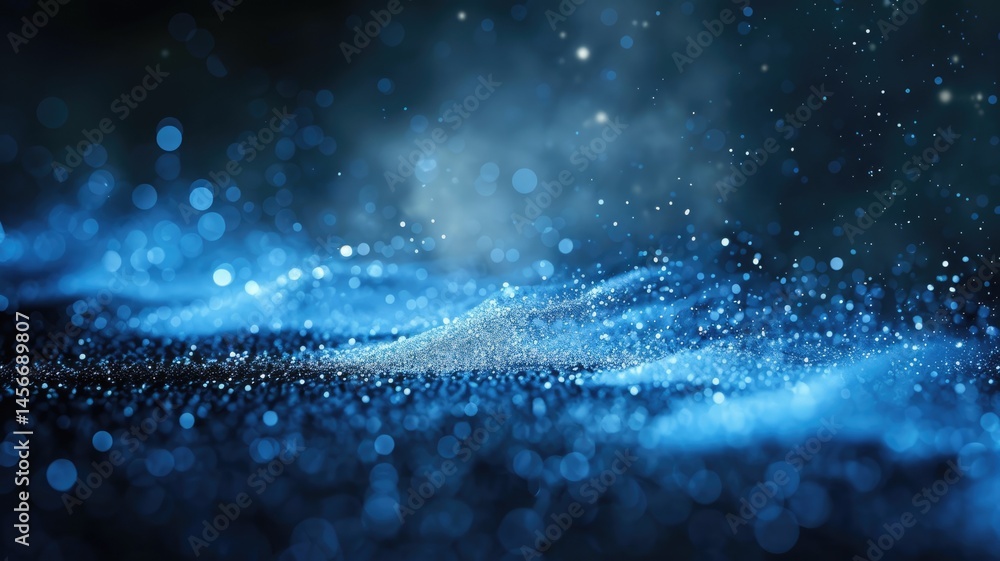 Aufkleber wonderful picture of blue light of sparkling particles scattered across space background, create abs