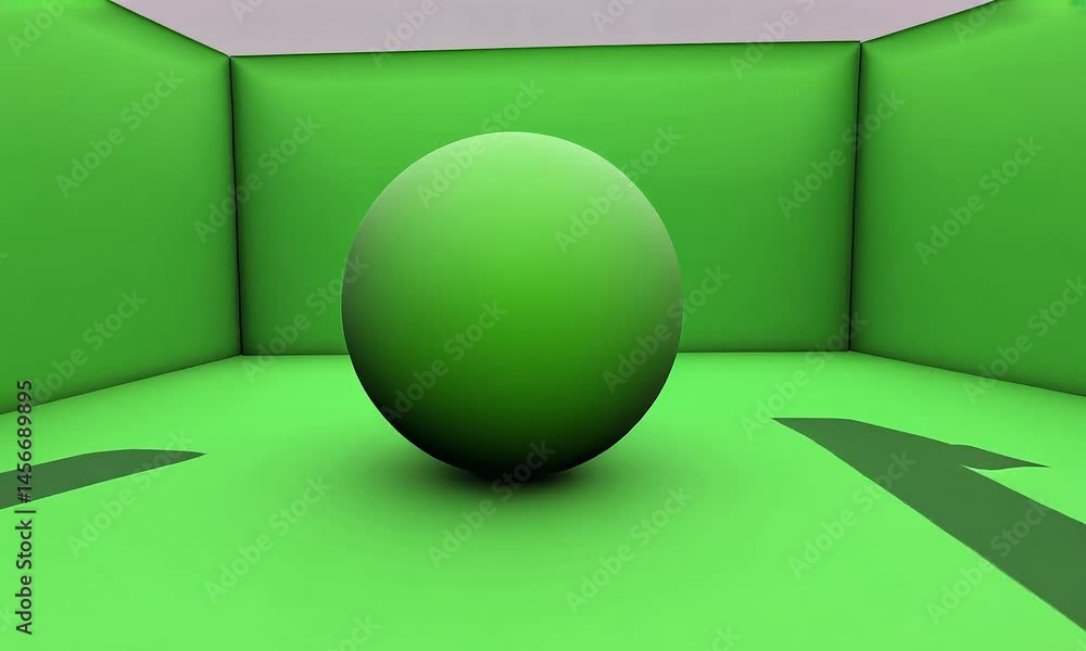 Poster green sphere 3 d render abstract shape in minimalistic studio environment