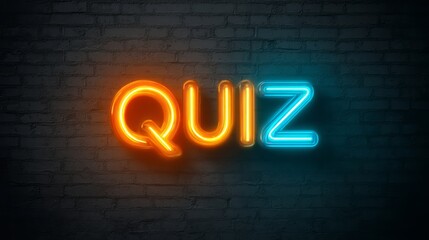 glowing quiz word written with neon lights.