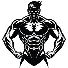 Muscular Bodybuilder Illustration – Fitness Male Physique Vector for Gym & Sports Design