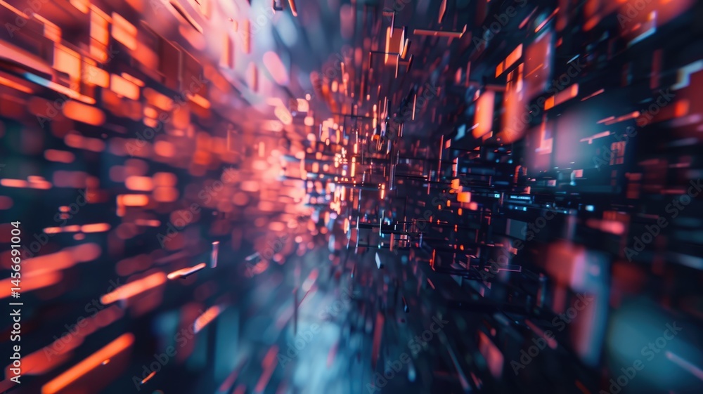 Poster experience a captivating 3d optical illusion with vibrant glitch textures that create a sense of dep