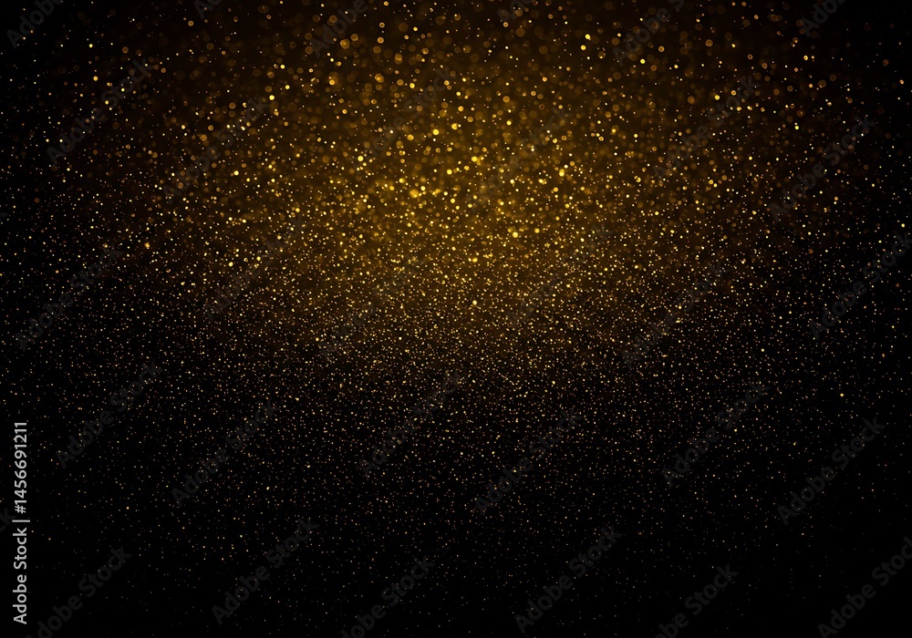 Poster a golden glitter falling down on a black background creating a magical and elegant atmosphere image