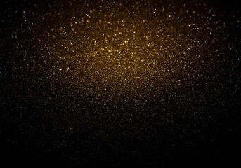 Obraz premium A golden glitter falling down on a black background creating a magical and elegant atmosphere image