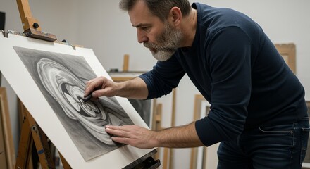 Artist Drawing Charcoal Artwork