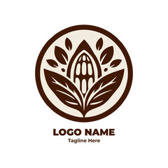 Cocoa Icon Vector Flat Minimal Illustration with Chocolate Bean Design for Organic Food Logo Packaging Agriculture Badge Natural Product Branding Graphic