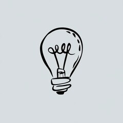 Light Bulb Illustration - Idea, Innovation, Creativity, and Energy Concept - Black Line Art on Light Background - Minimalist Design