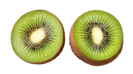 Fototapeta premium a kiwi cut in half on a white surface