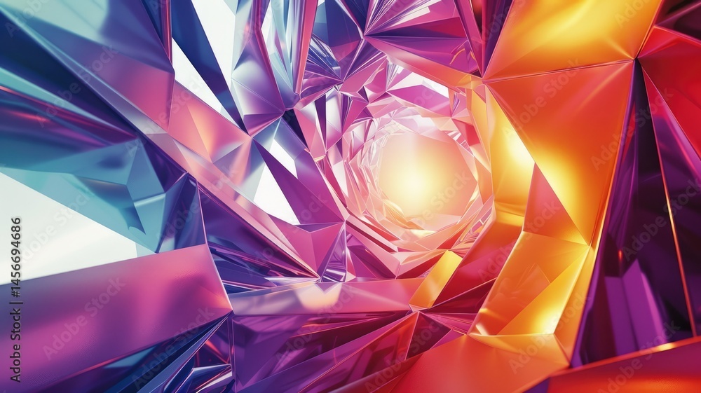 Poster abstract picture micro particle in geometric shape represent data flow. vivid flowing object with hi