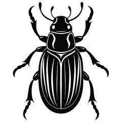 Black Beetle Silhouette Vector | Insect Clipart Design Illustration