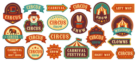 Circus vintage labels, sign boards. Logotype template © 4zevar