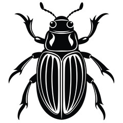 Black Beetle Silhouette Vector | Insect Clipart Design Illustration