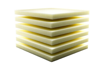 Stack of yellow foam sheets on a transparent background