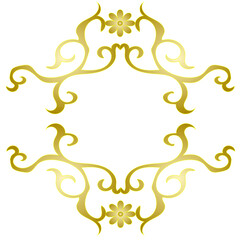Beautiful frame in the form of a golden pattern on a white background