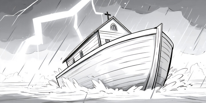 noah's ark in a stormy sea