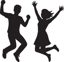 Man and Woman Jumping Silhouette Design Vector Illustration 