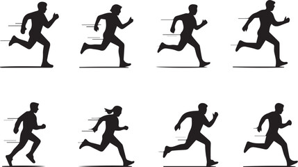 running man vector, runner icons set, jogging symbols, athlete vector icons