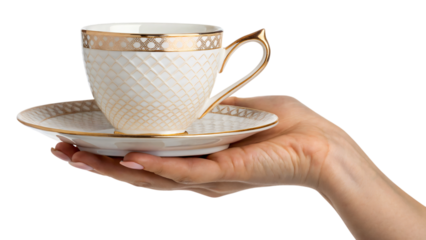 hand holding a luxury cup isolated