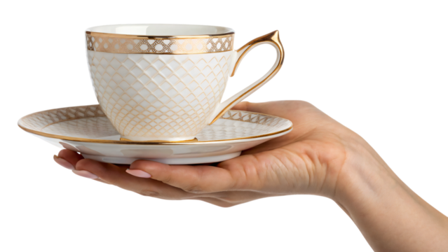 hand holding a luxury cup isolated